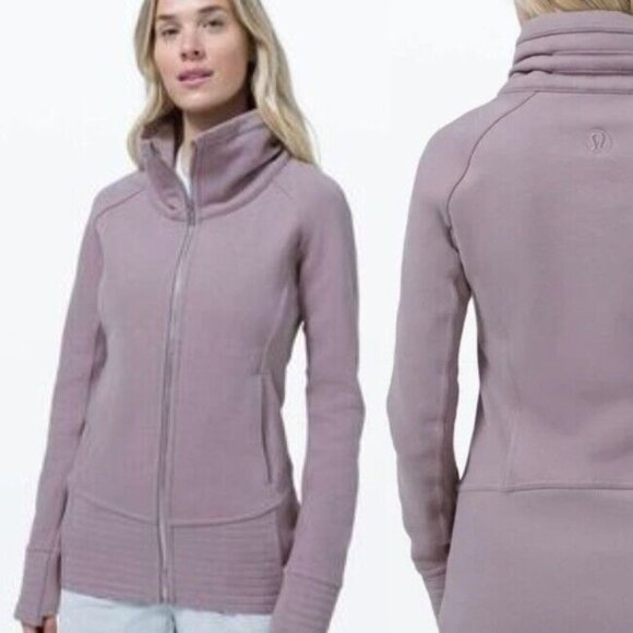 Lululemon Radiant Full Zip Jacket Size 4 Violet Verbena Cotton Fleece W4BGCS - Picture 9 of 11
